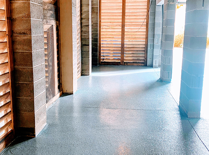 Garage floor with protective epoxy coating