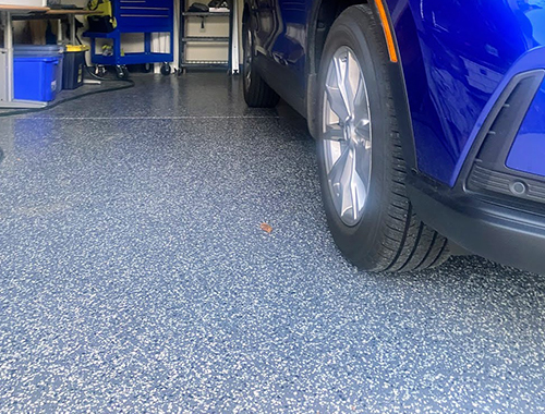 Finished garage flooring in residential property