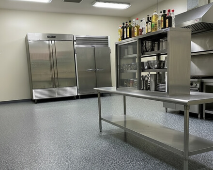 Kitchen flooring coating for added durability and ease of maintenance.