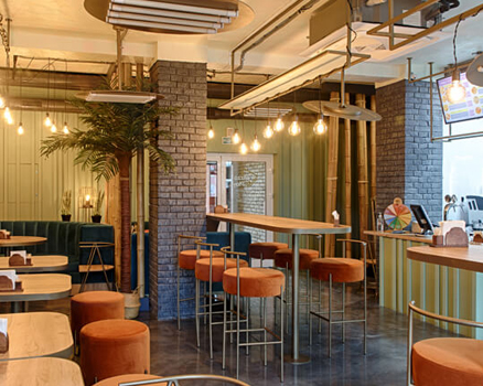 Restaurant flooring with protective epoxy coating finish